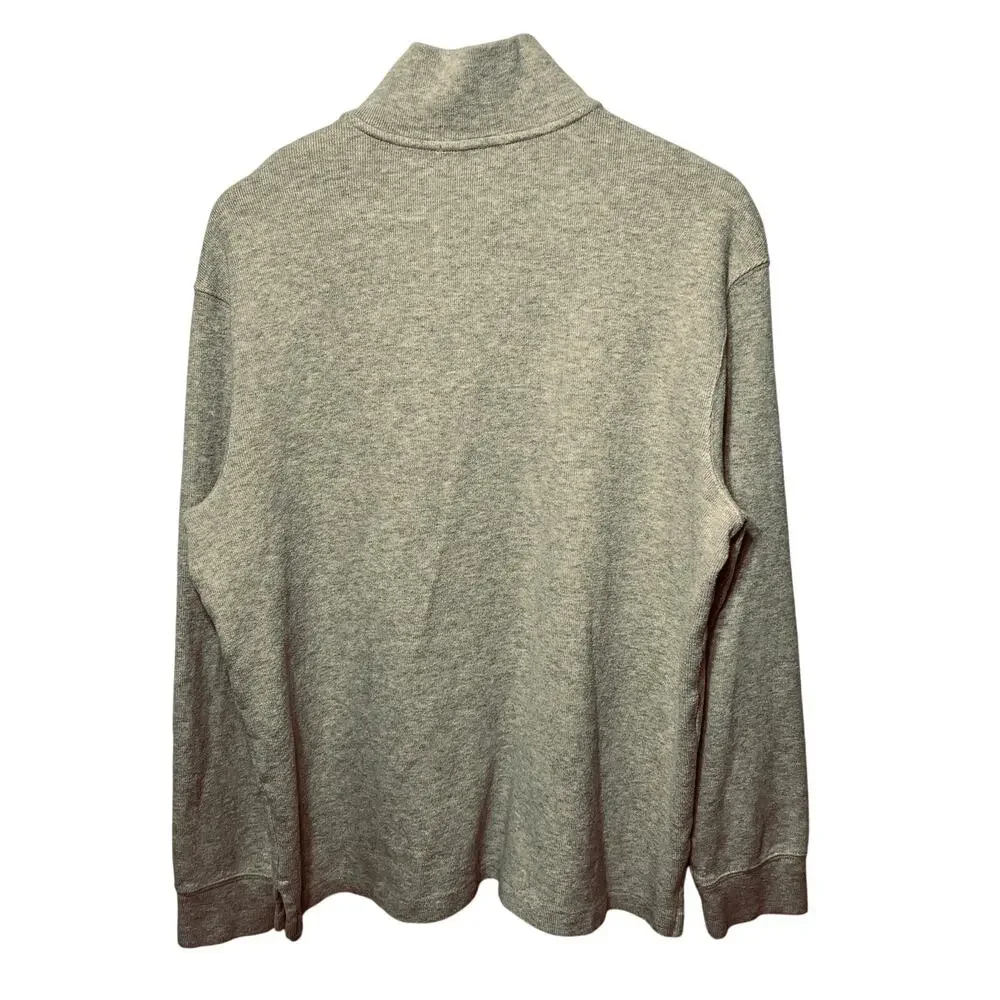 Polo Ralph Lauren Gray 1/4 Zip Cotton Classic Preppy Knit Pullover Sweater L